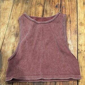 Women's Sleeveless Ribbed Top - Brown